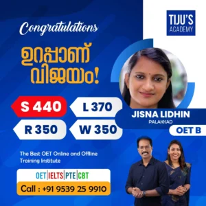 OET winner from Tiju's Academy