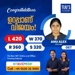 OET winner from Tiju's Academy