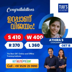 OET winner from Tiju's Academy