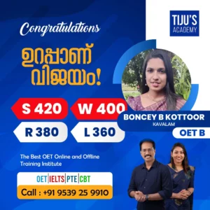 OET winner from Tiju's Academy