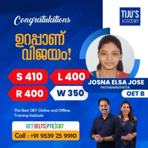 OET winner from Tiju's Academy