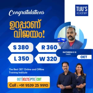 OET winner from Tiju's Academy